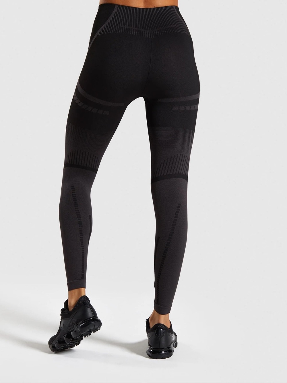GYMSHARK GEO SEAMLESS LEGGINGS BLACK GREY WOMENS MEDIUM